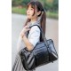 Japanese School Sling Bag - Leather type Black color