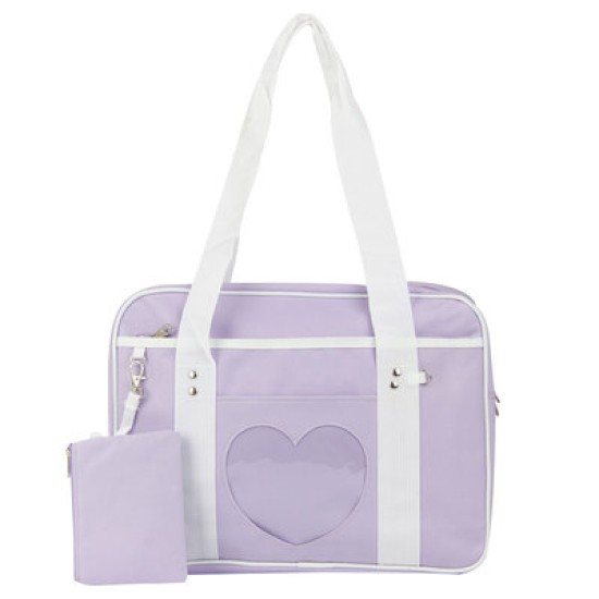 Japanese School Sling Bag - heart shape purple color