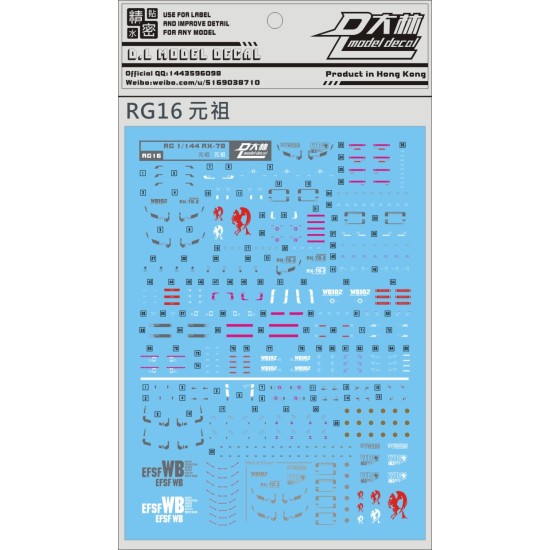 DL RG 1/144 RX-78-2 Gundam Water Decal