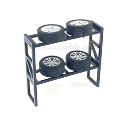 1/64 Miniature Car Wheel Rack (L1*W3.5*H3.3cm) (2 unit/pack) with 8 Wheel