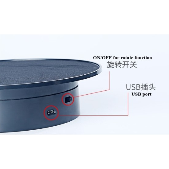 USB Type Rotating Display Stand Black Color - for item up to 3kg (without mirror/with mirror)
