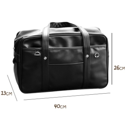Japanese School Sling Bag - Leather type Black color