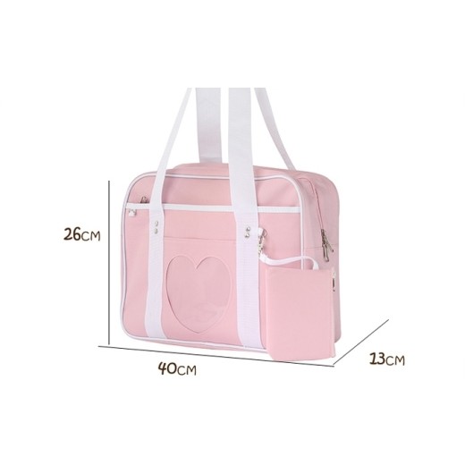 Japanese School Sling Bag - heart shape blue color