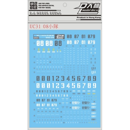 DL HG 1/144 RX-79 GM 08 Gundam Water Decal