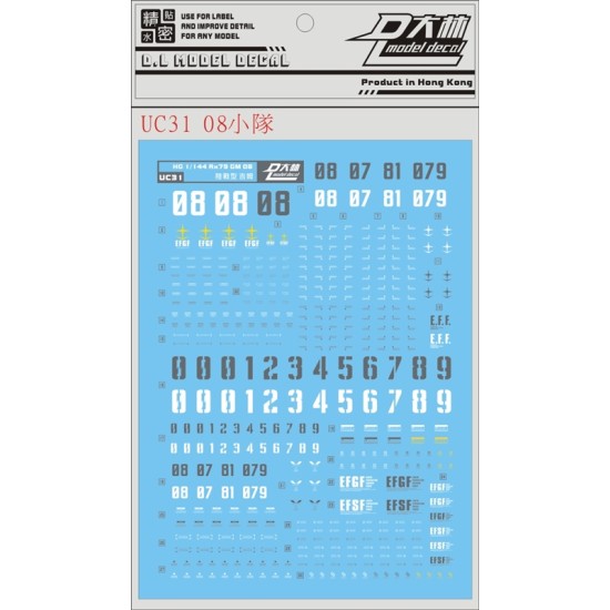 DL HG 1/144 RX-79 GM 08 Gundam Water Decal