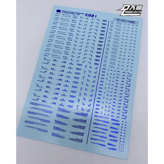 DL C021 1/100 & 1/144 Gundam Common Caution (Coat Blue) Water Decal