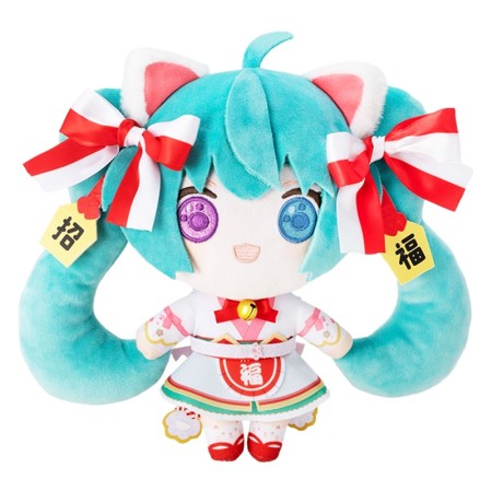 [PreOrder] KADOKAWA Hatsune Miku x Maneki-neko Hatsune Miku White Cat Plush Standard Art by Rassu