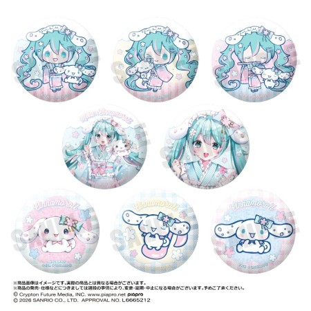 ANICRAFT Hatsune Miku x Cinnamoroll Yumezakura Ver. Trading Glitter Can Badge Vol. 2