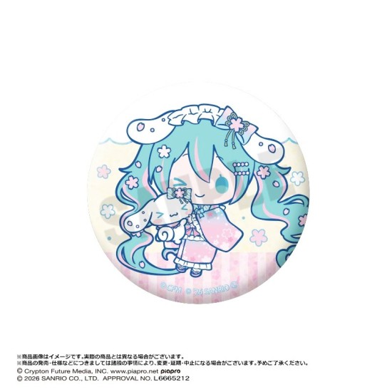 ANICRAFT Hatsune Miku x Cinnamoroll Yumezakura Ver. Trading Glitter Can Badge Vol. 2